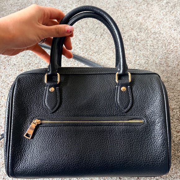Coach Rowan Black pebbled Leather Satchel - Picture 4 of 11